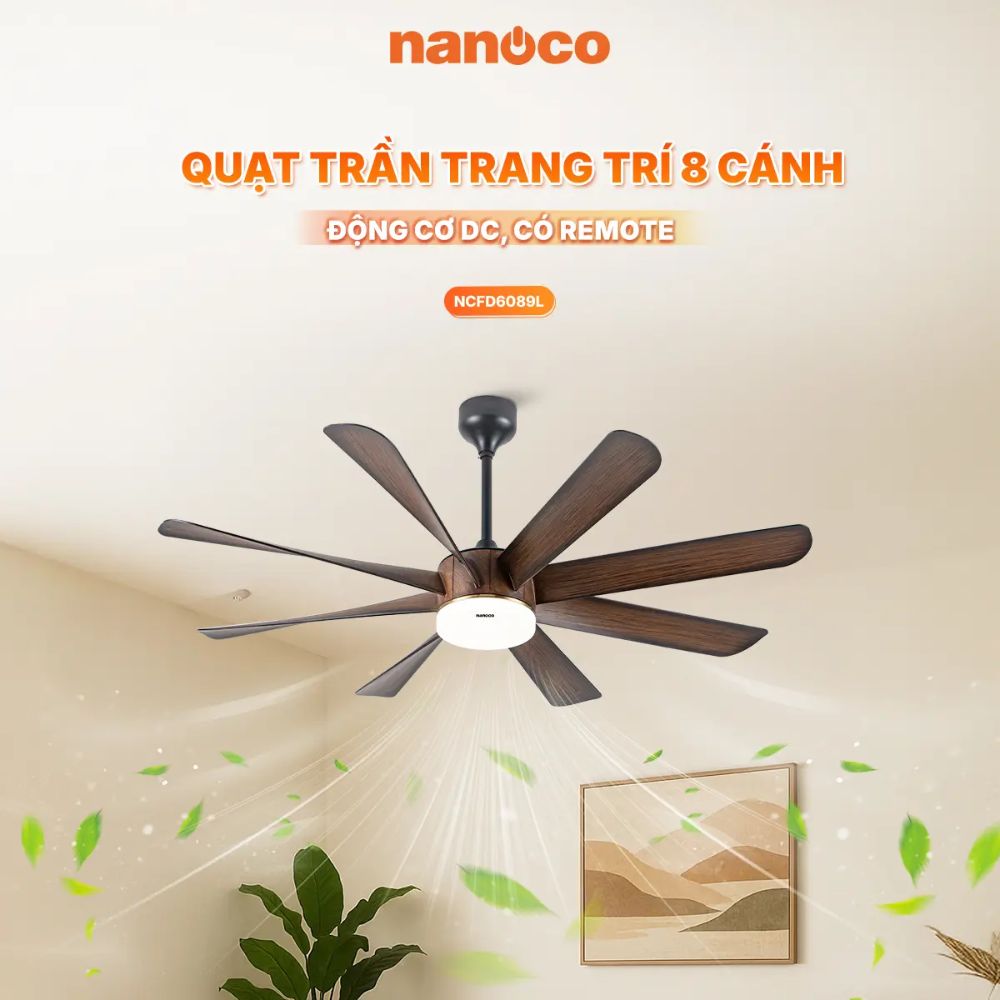 Quạt trần 8 cánh Nanoco NCFD6089L