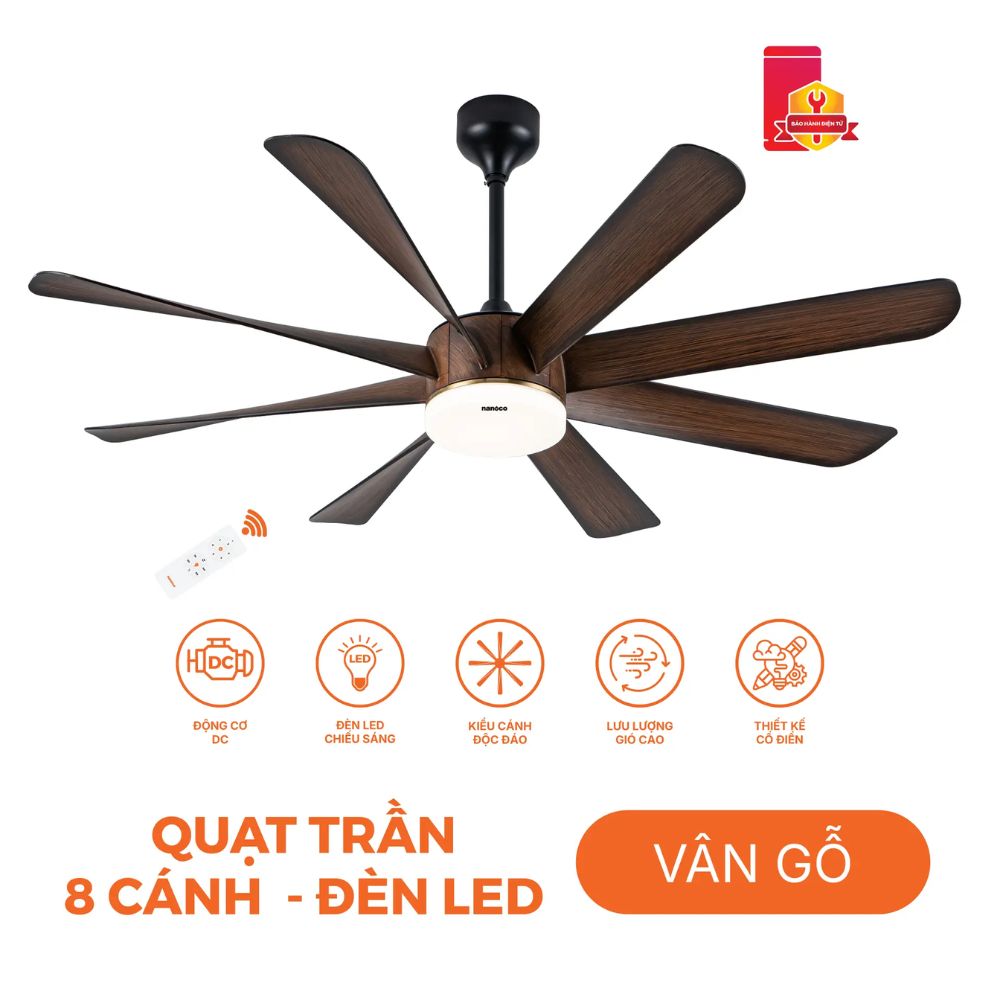 Quạt trần 8 cánh Nanoco NCFD6089L