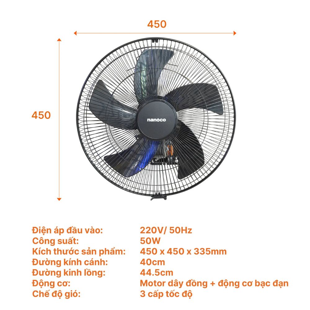 Quạt treo tường Nanoco NWF1670K