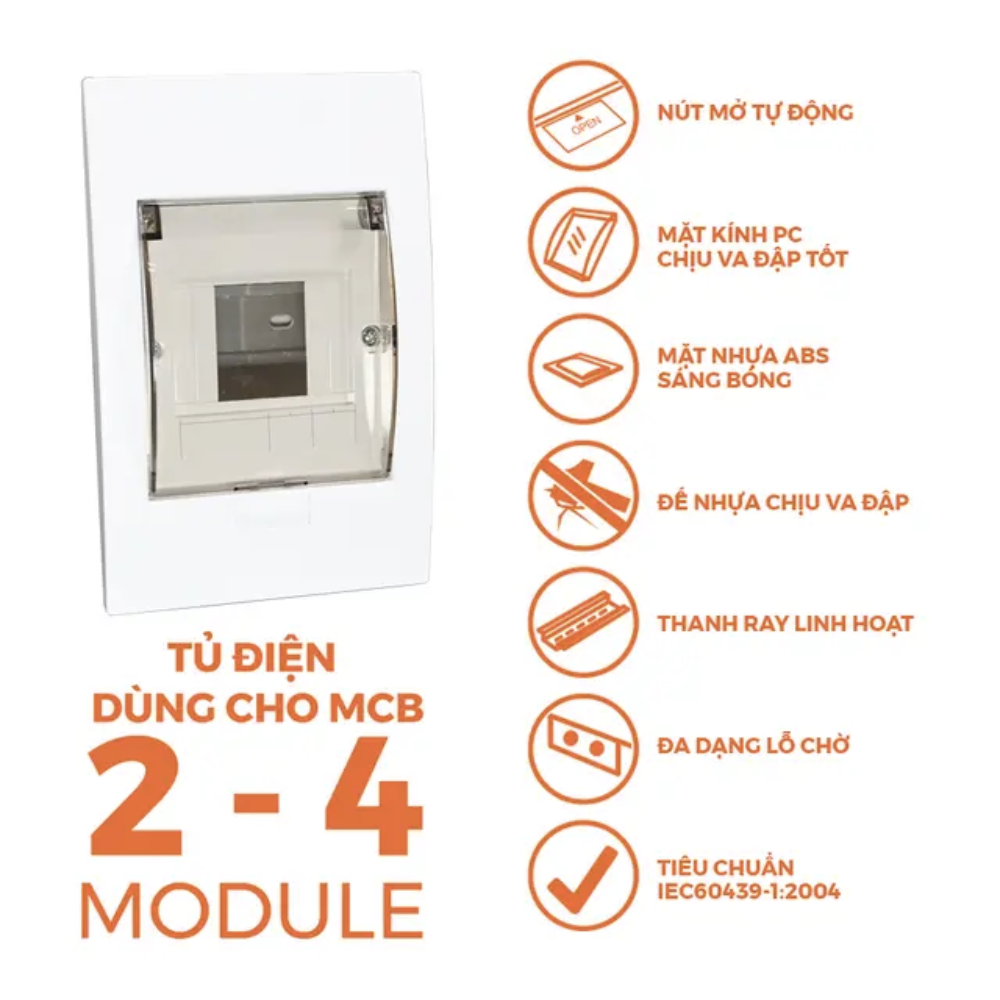 Tủ điện âm tường 2-4 đường Nanoco NDP104 / NDP104P