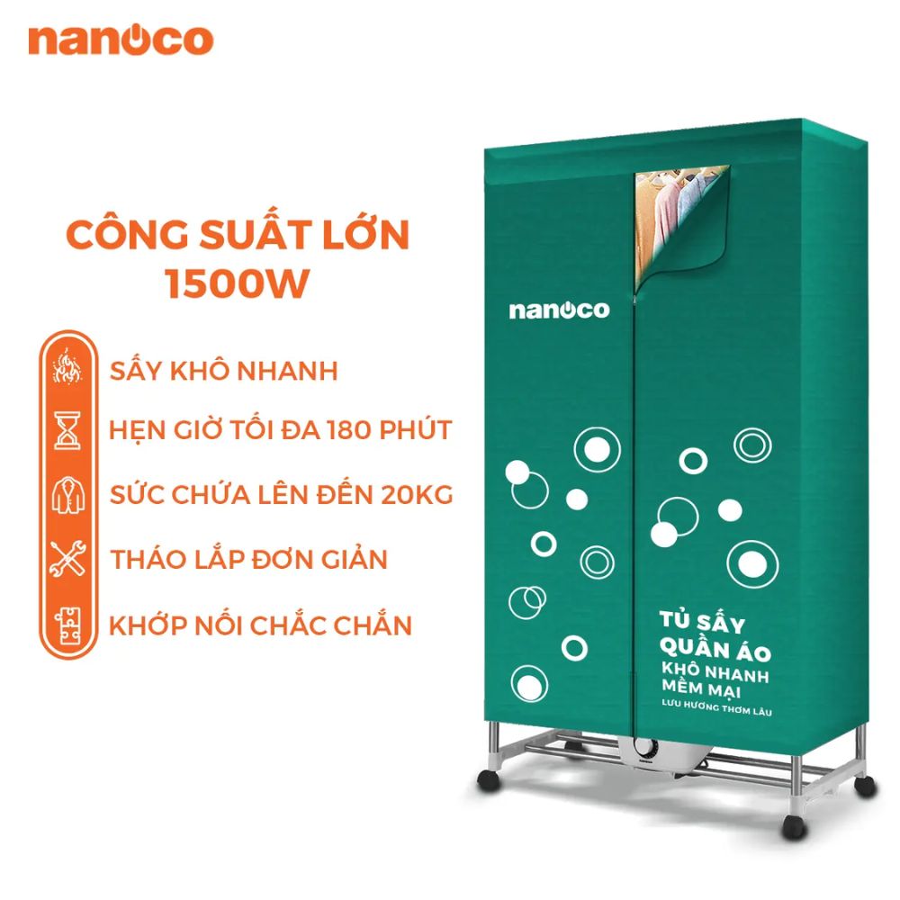 Tủ sấy quần áo Nanoco NCD1502 1500W