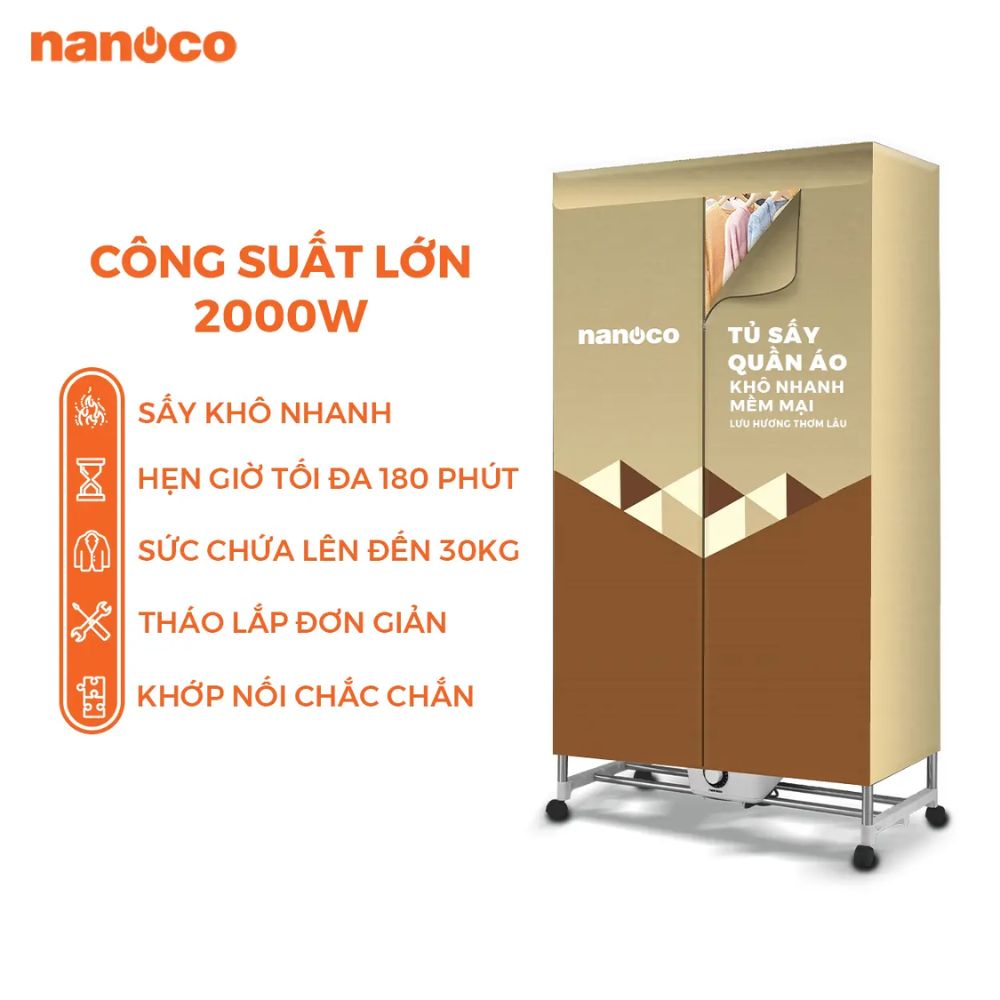 Tủ sấy quần áo Nanoco NCD2006 2000W