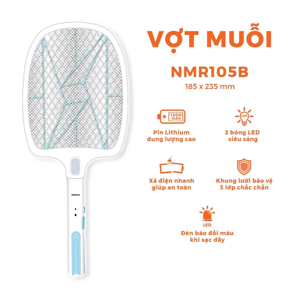 Vợt muỗi Nanoco NMR105B