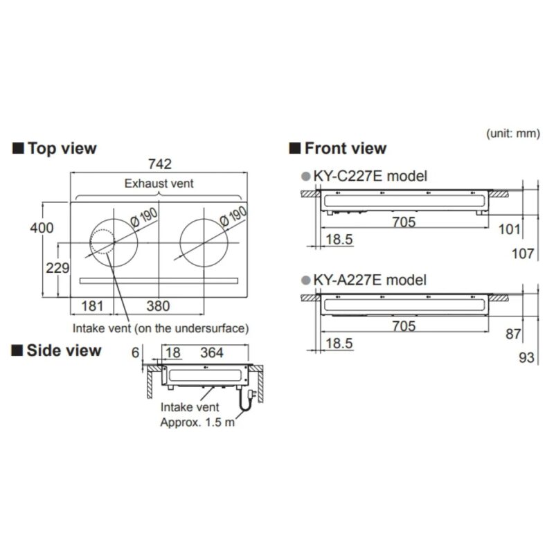 Bếp điện từ đôi Panasonic KY-A227E màu đen