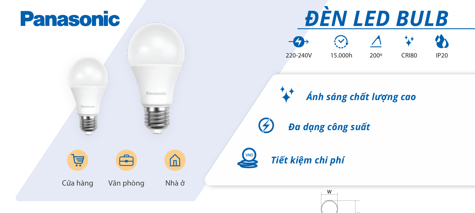 Thông tin sản phẩm đèn LED Bulb A2 Panasonic