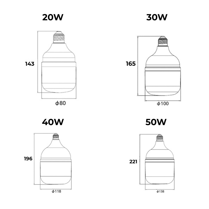 Đèn LED Bulb T2 Panasonic 20W / 30W / 40W / 50W