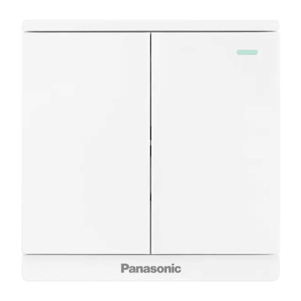 Bộ 2 công tắc 1 chiều có chỉ báo dạ quang dòng Moderva Panasonic WMF513