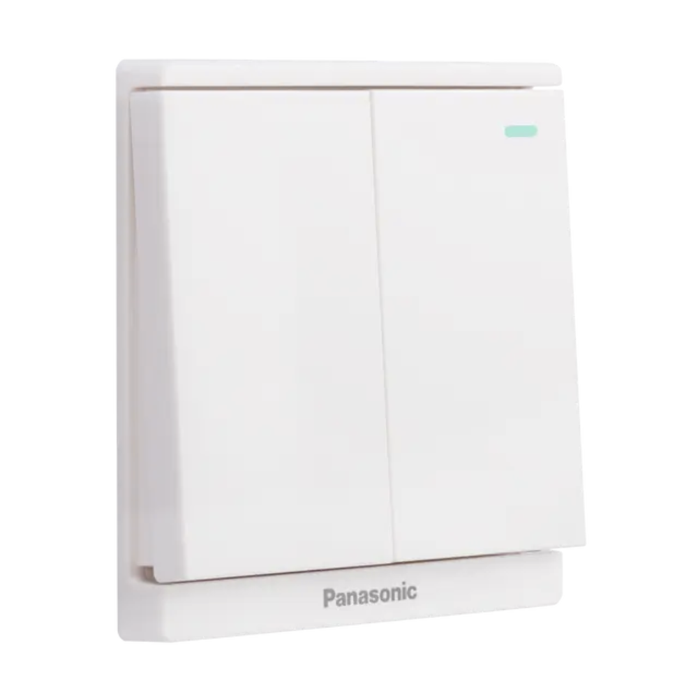 Bộ 2 công tắc 1 chiều có chỉ báo dạ quang dòng Moderva Panasonic WMF513