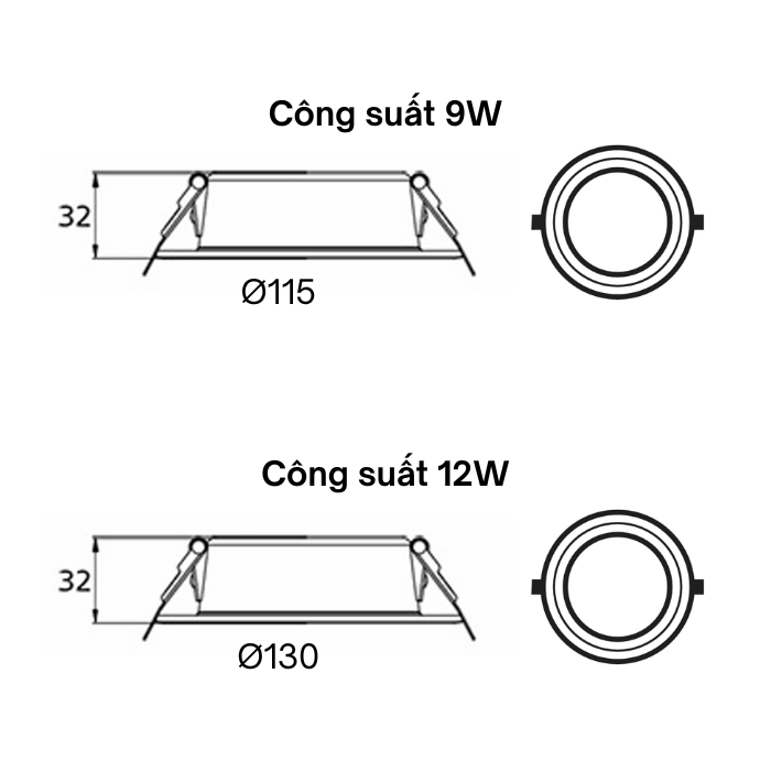 Đèn LED âm trần đơn sắc viền vàng Panasonic COLOR RIM
