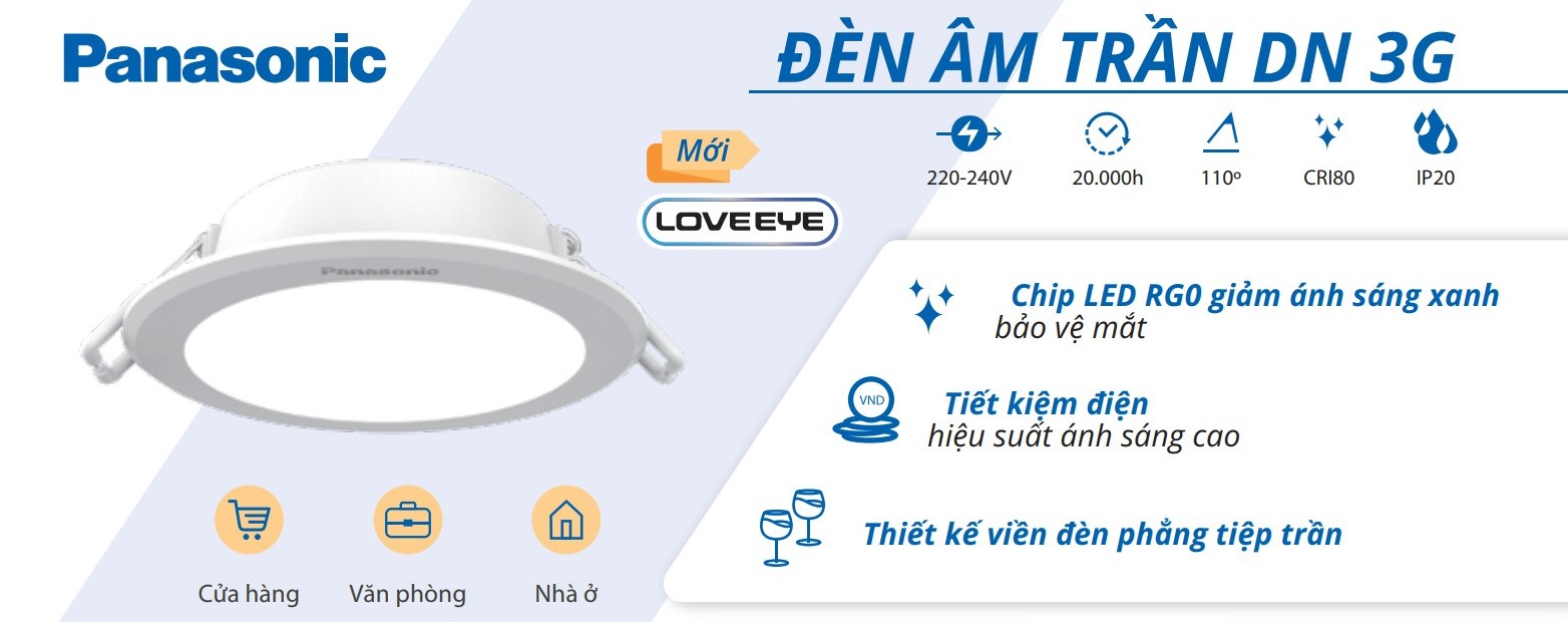 Đèn LED âm trần Panasonic DN 3G 12W