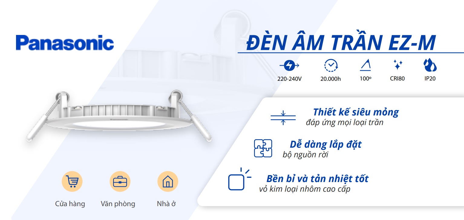 Đèn LED âm trần Panasonic Downlight EZ Series siêu mỏng 6W-18W