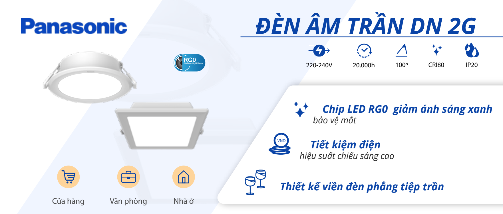 Thông tin sản phẩm đèn Downlight DN 2G 12W Panasonic NNV700