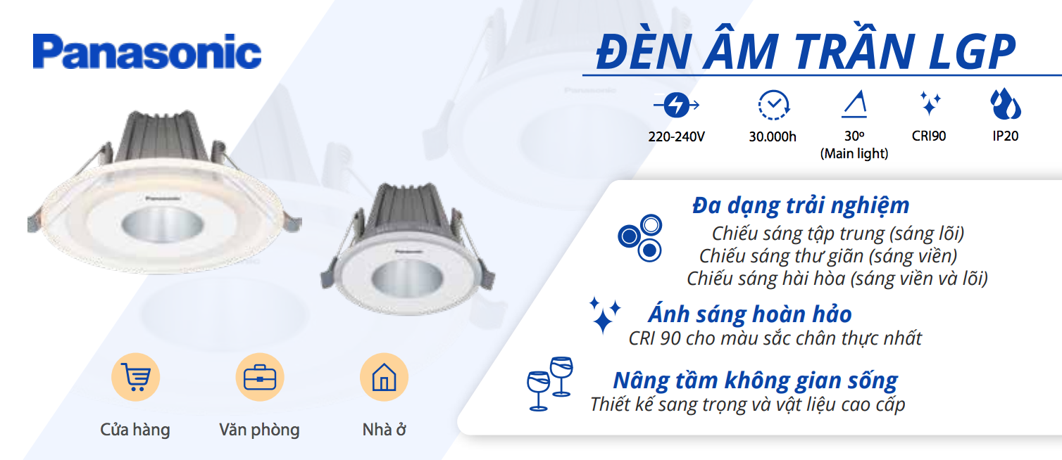 Thông tin kỹ thuật đèn LED âm trần Panasonic downlight LGP Series