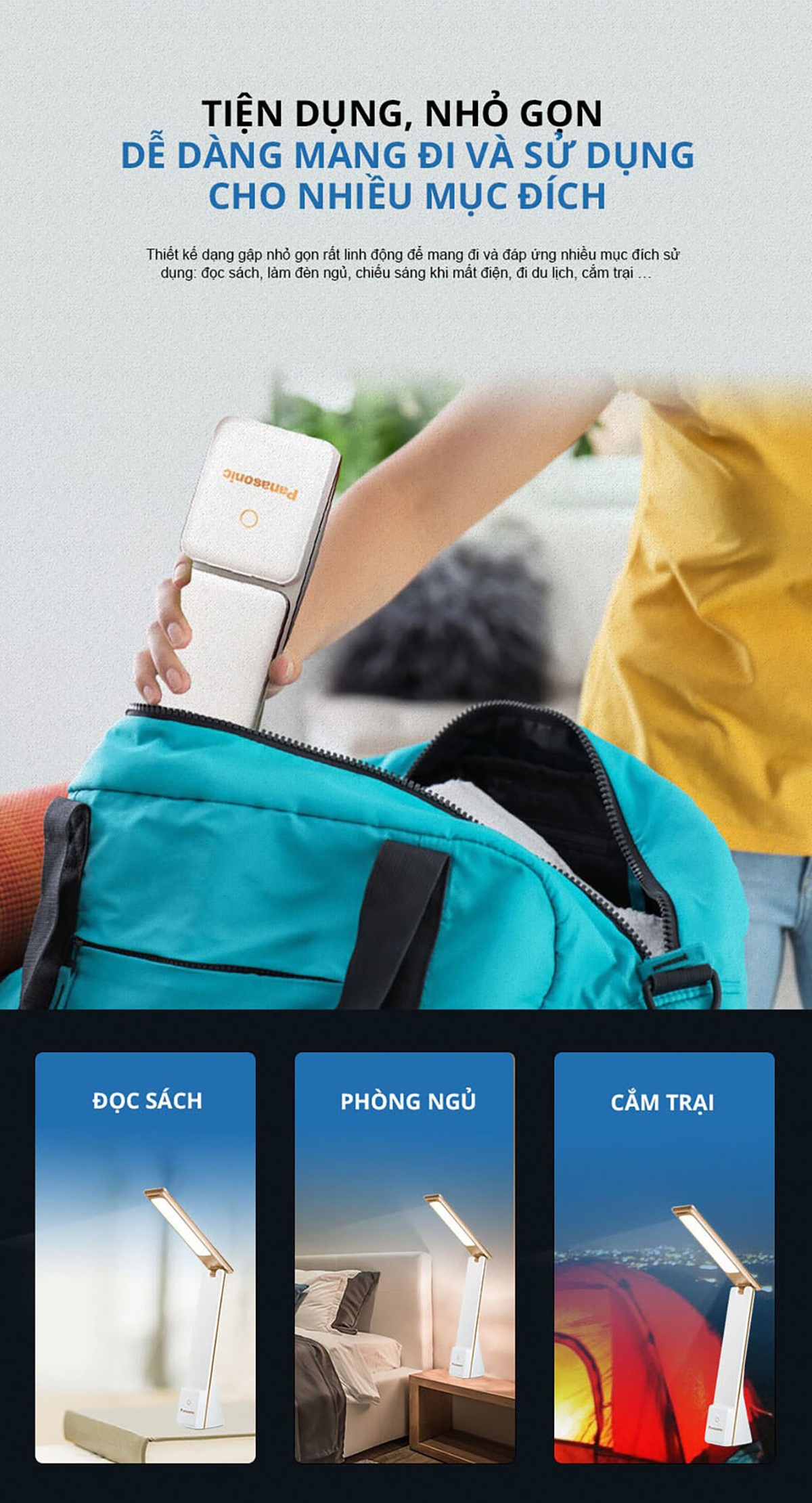 Đèn bàn led cổng sạc USB kèm giá đỡ điện thoại Panasonic HHGLT0339