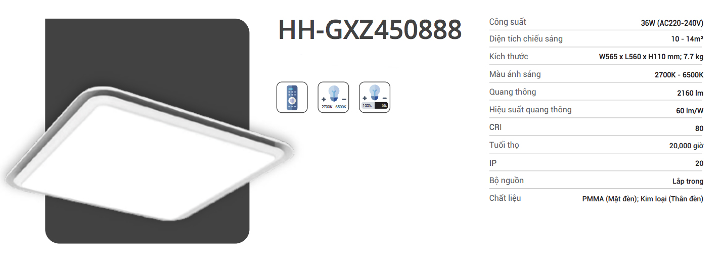 Thông tin sản phẩm đèn trần trang trí Panasonic HH-GXZ450888