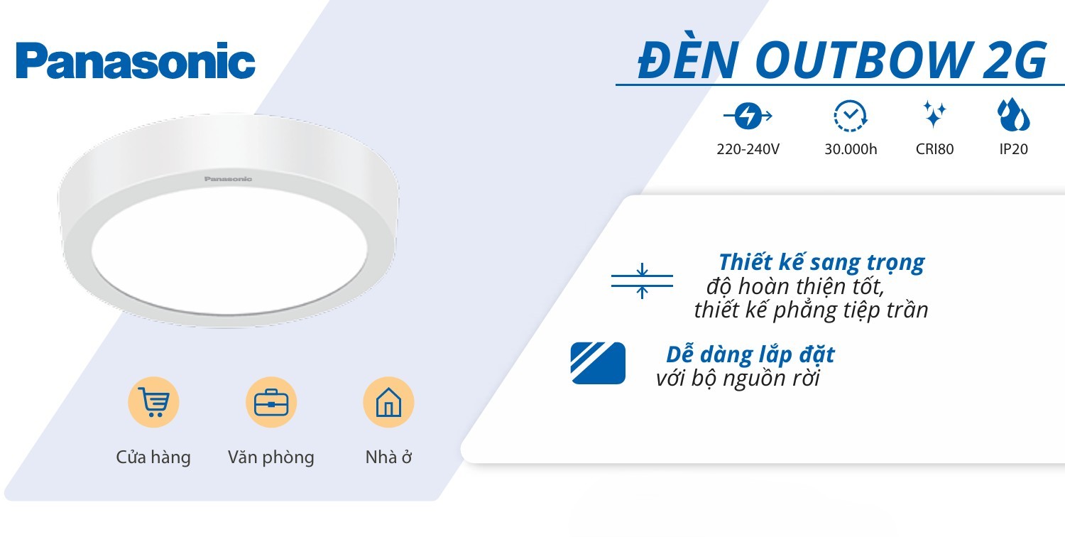 Thông tin sản phẩm đèn trần LED đơn sắc OUTBOW 2G Panasonic NNV501