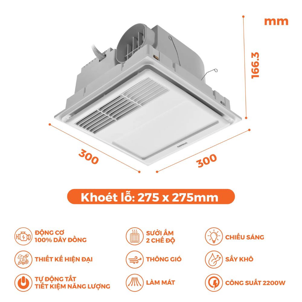 Máy hút sưởi có thông gió Nanoco NBD0330
