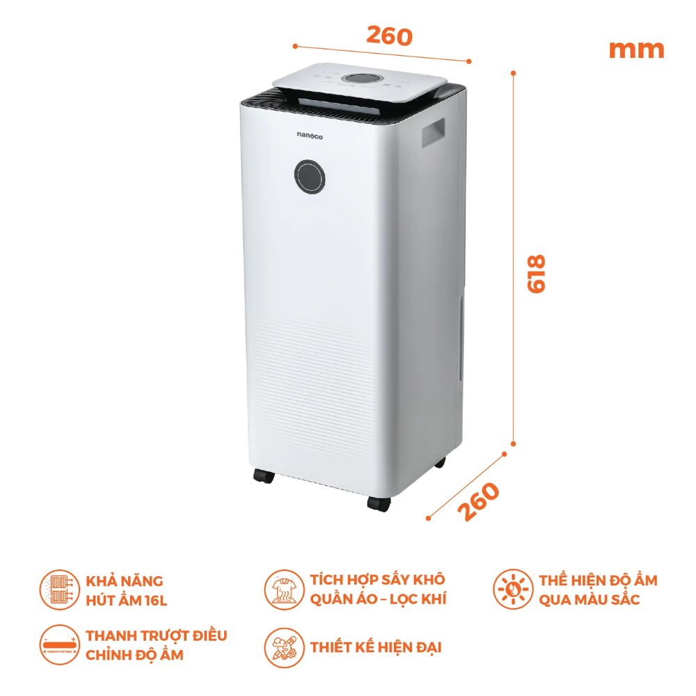 Máy hút ẩm 16L Nanoco NDH163