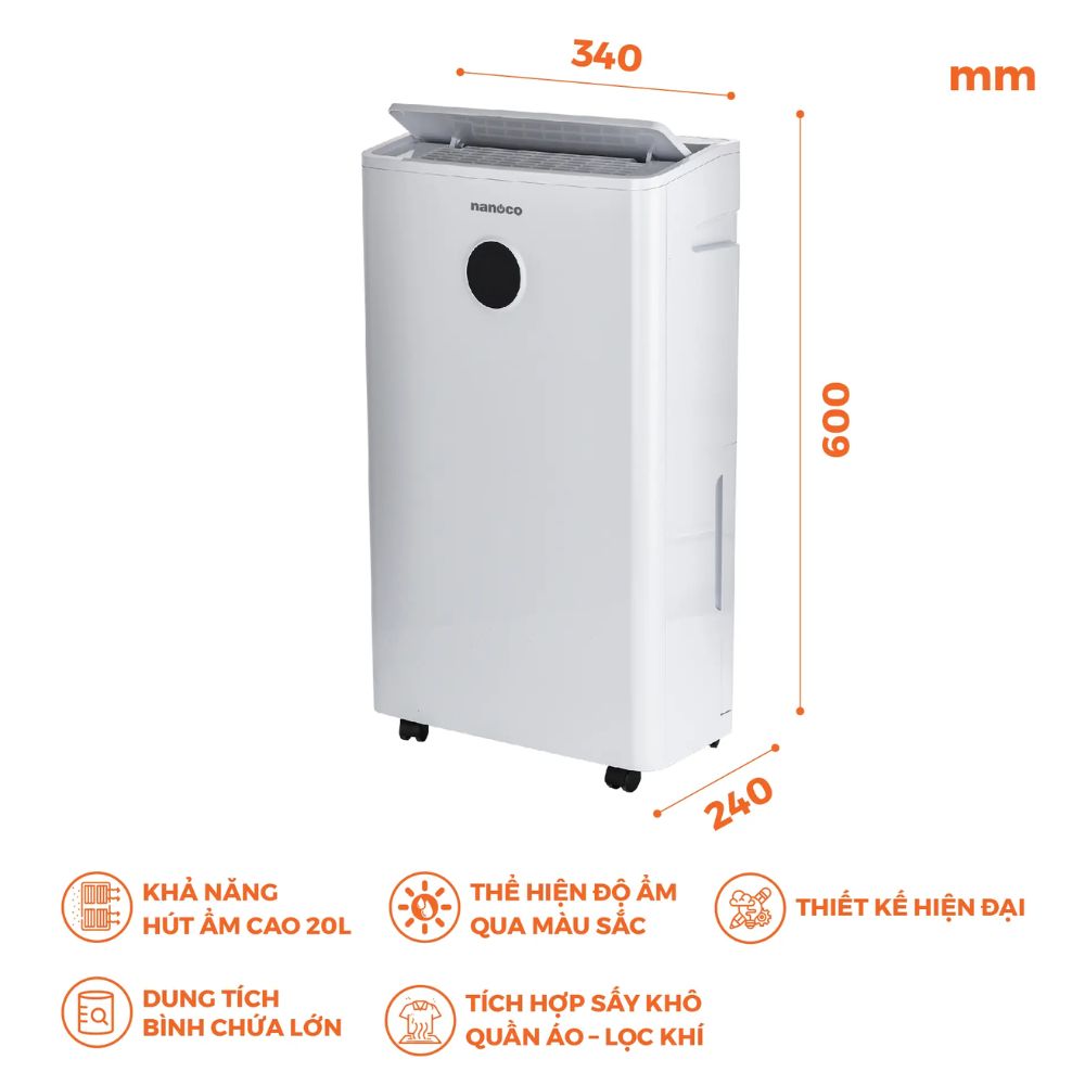 Máy hút ẩm 20L Nanoco NDH205