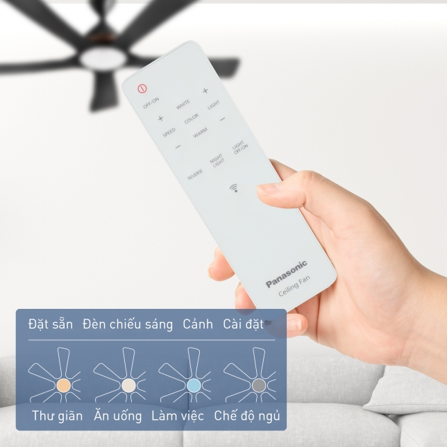 Quạt trần 3 cánh đèn led + điều khiển từ xa Panasonic F-48DGL
