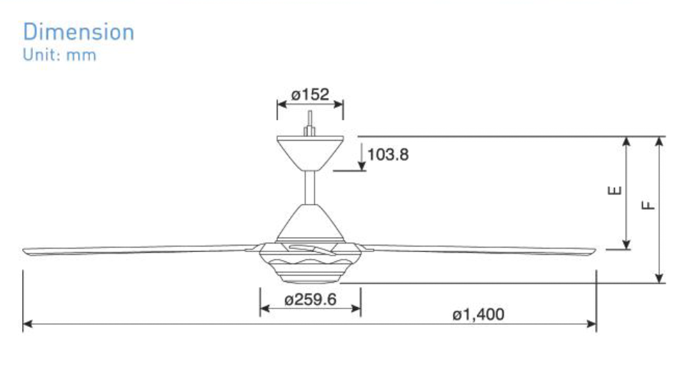 Quạt trần 4 cánh điều khiển từ xa Panasonic F-56MZG-GO