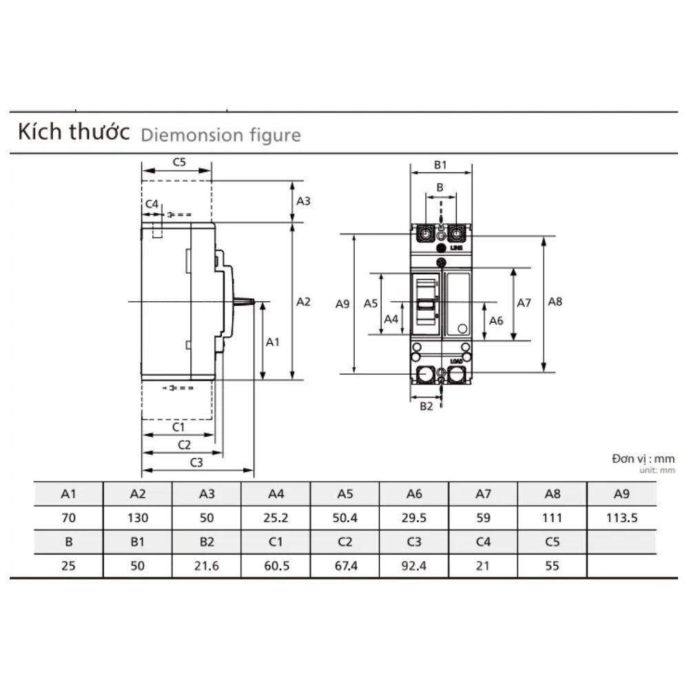 Cầu dao đóng cắt tự động MCCB Case Circuit Breaker 10-100A Panasonic BBSF