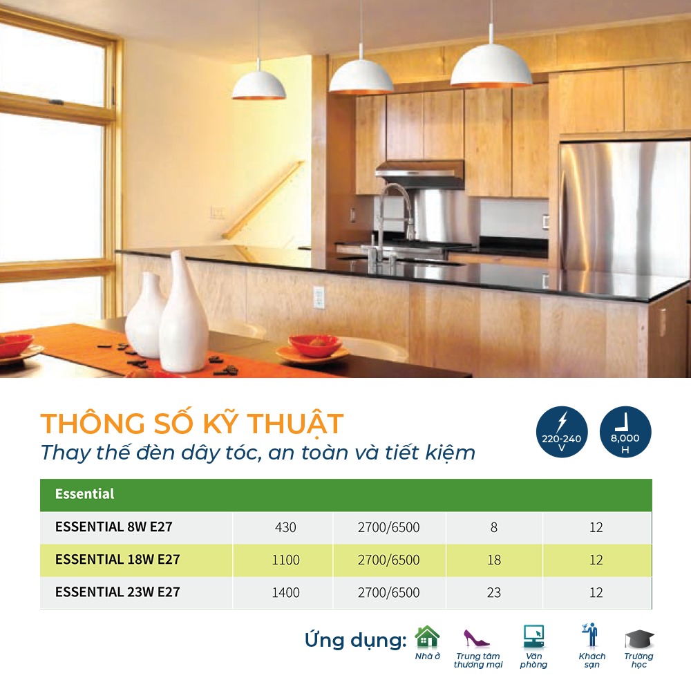Bóng đèn huỳnh quang compact Philips Essential