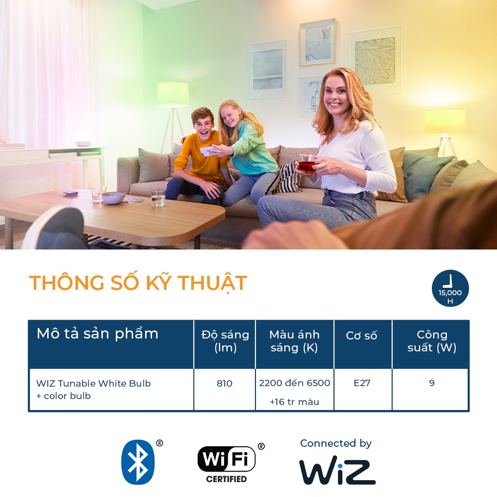 Bóng đèn LED Philips WiZ Tunable White + Color Bulb 929002411617