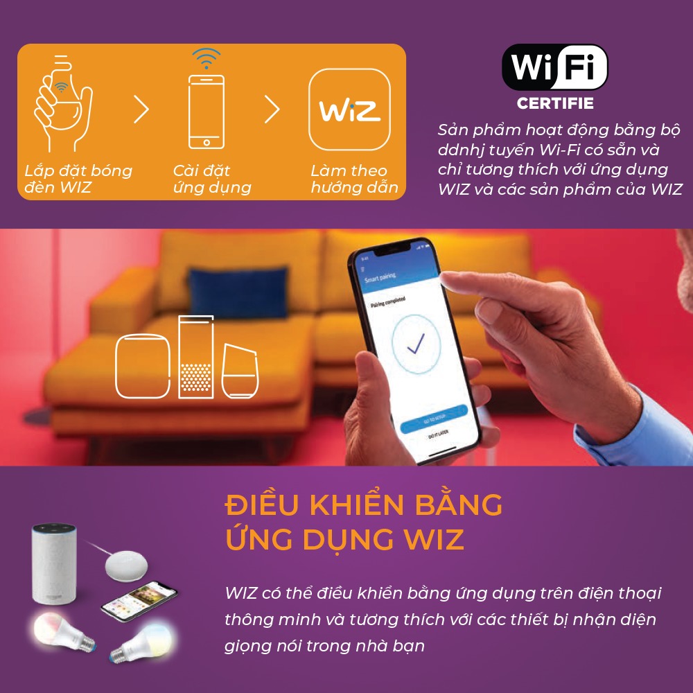 Bóng đèn LED Philips WiZ Tunable White + Color Bulb 929002411617