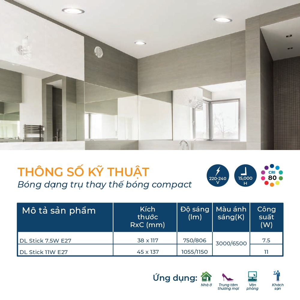 Bóng đèn LED trụ Philips DLStick