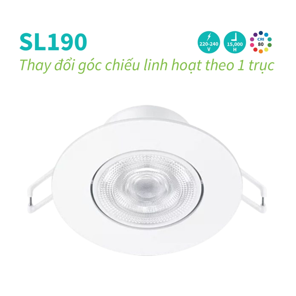 Đèn âm trần thay đổi góc chiếu linh hoạt 1 trục Philips SL190