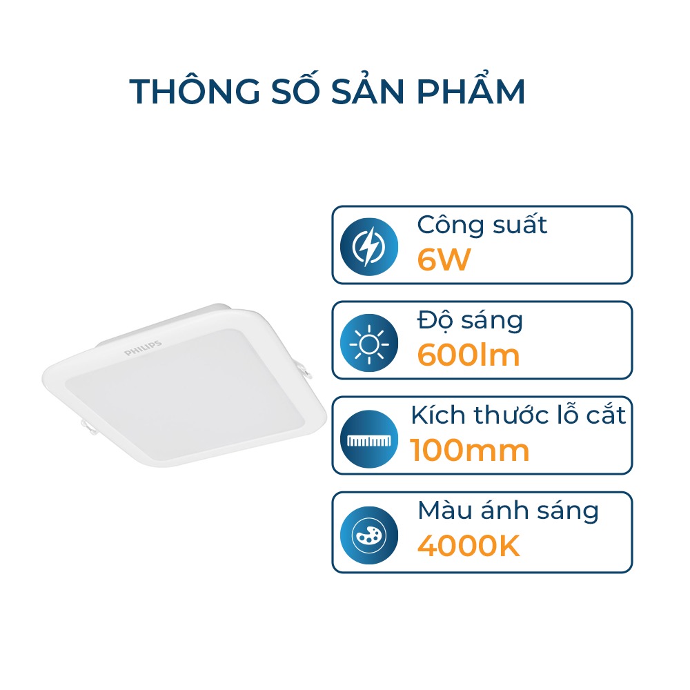 Bộ đèn LED vuông âm trần Philips DN027B G3