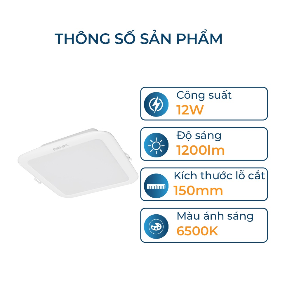 Bộ đèn LED vuông âm trần Philips DN027B G3
