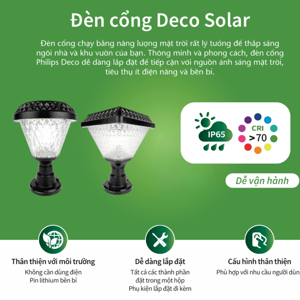 Đèn cổng Deco Solar Philips Gate Top BGC050