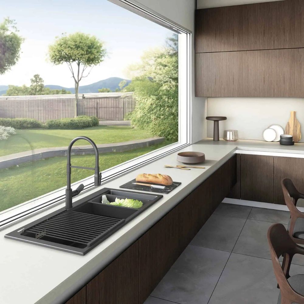 Chậu rửa đơn LUX PLADOS LX8610 NANOSTONE N6 DEEP BLACK