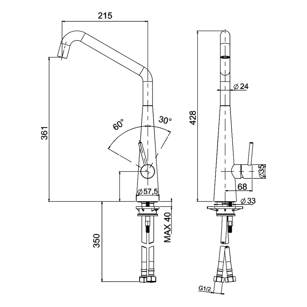 Vòi rửa PLADOS NEWMIX30 NANOSTONE N6 DEEP BLACK