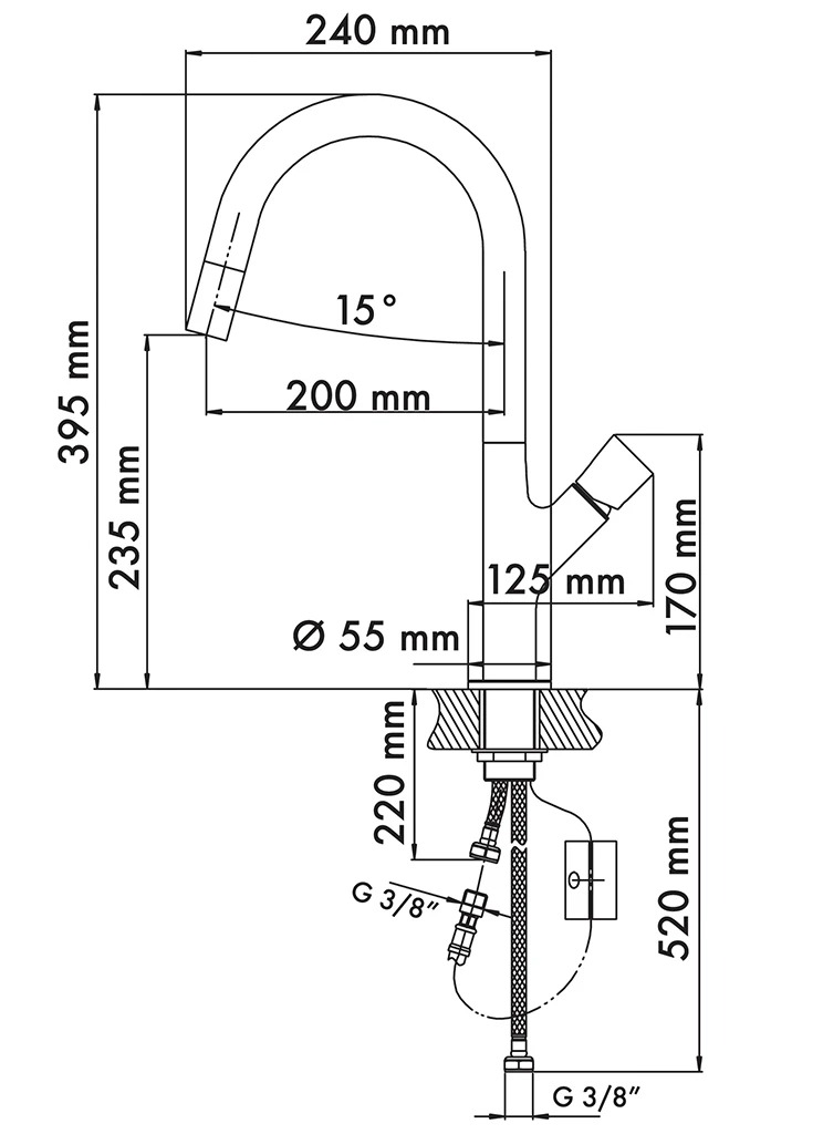 Vòi rửa PLADOS PARMIXEXT NANOSTONE N6 DEEP BLACK