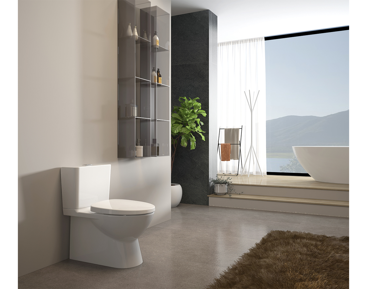 Bồn cầu 2 khối Waterfall Viglacera Platinum P.12.600 nắp êm