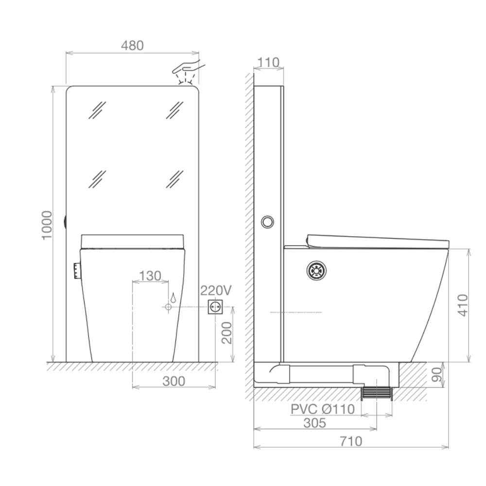 Bồn cầu đặt sàn nắp điện tử G-Smart Viglacera Platinum P.16.321-W