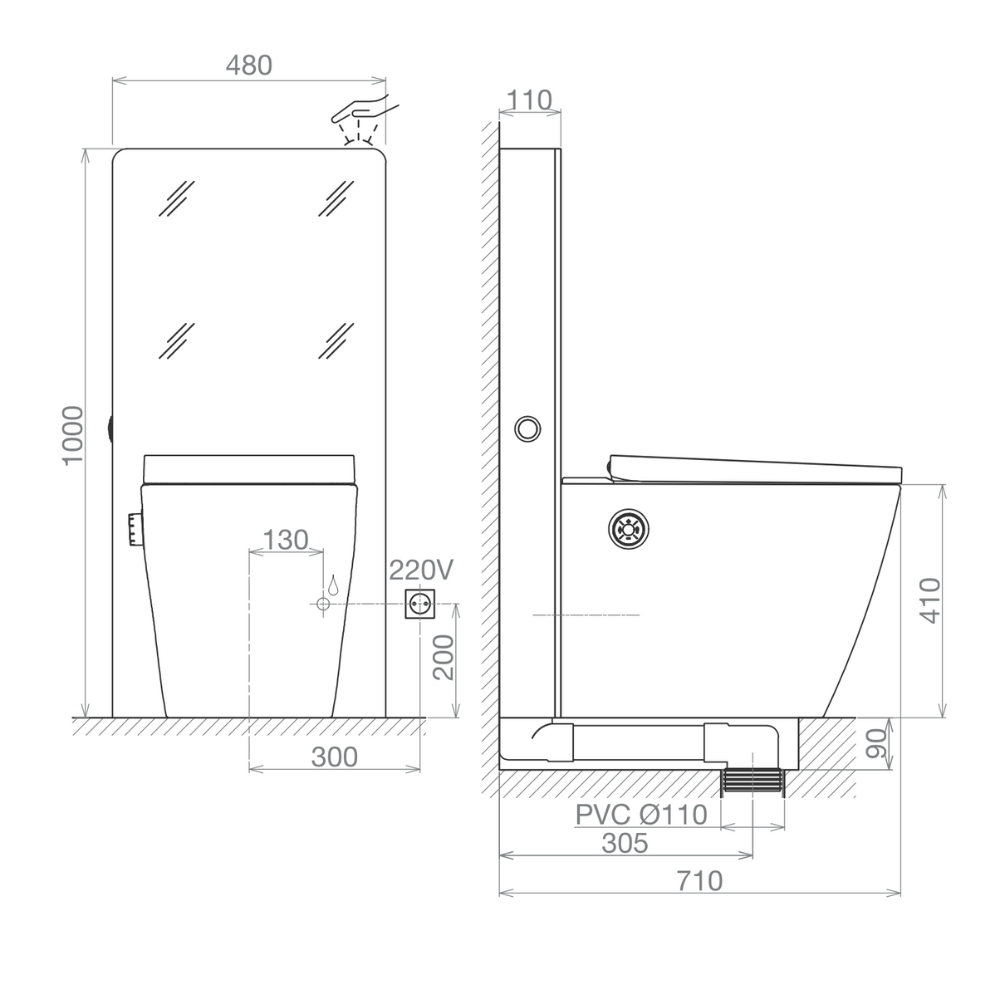 Bồn cầu treo tường nắp điện tử G-Smart Viglacera Platinum P.16.320-W