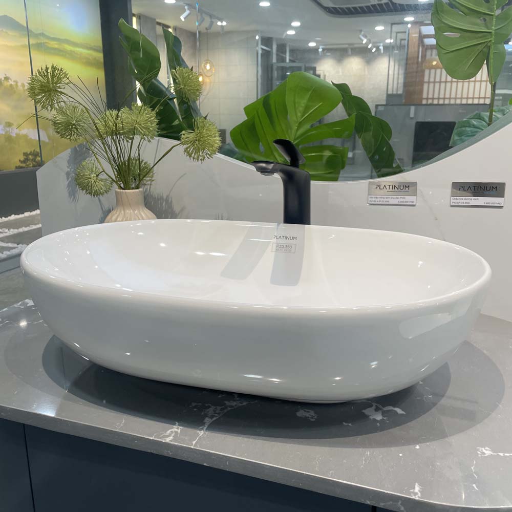 Chậu lavabo đặt bàn Viglacera Platinum P.23.350