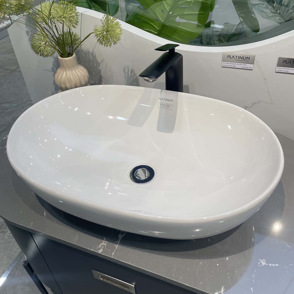 Chậu lavabo đặt bàn Viglacera Platinum P.23.350