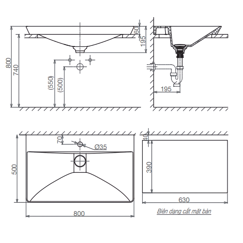 Chậu lavabo dương vành Viglacera Platinum P.22.680