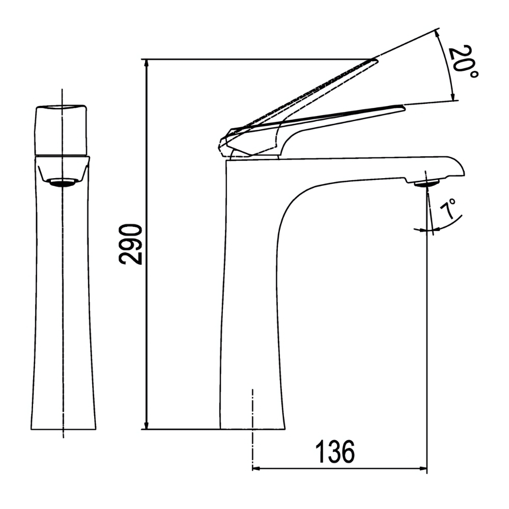 Vòi chậu lavabo nóng lạnh Viglacera Platinum P.52.351