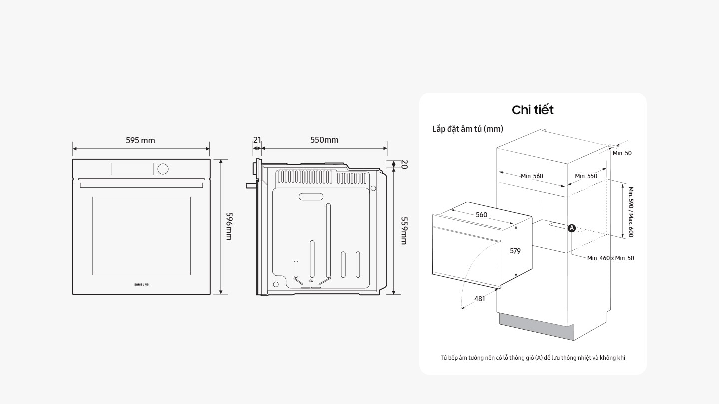 Lò nướng đối lưu Samsung Bespoke NV7B41201AS/SV