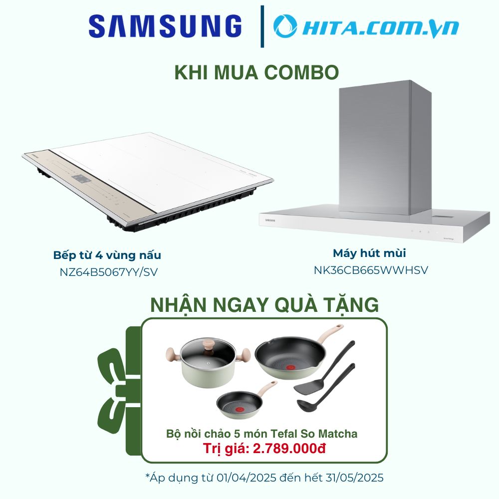 Máy hút mùi áp tường Samsung Bespoke NK36CB665WWHSV