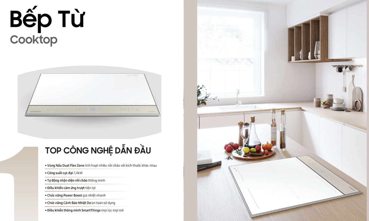 Bếp từ Samsung Bespoke 4 vùng nấu linh hoạt Dual Flex Zone NZ64B5067YY/SV (Smartthings)