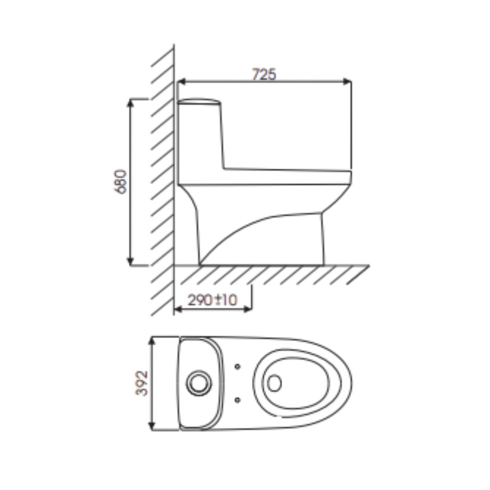 Bồn cầu 1 khối Slim Vega Thiên Thanh CK32