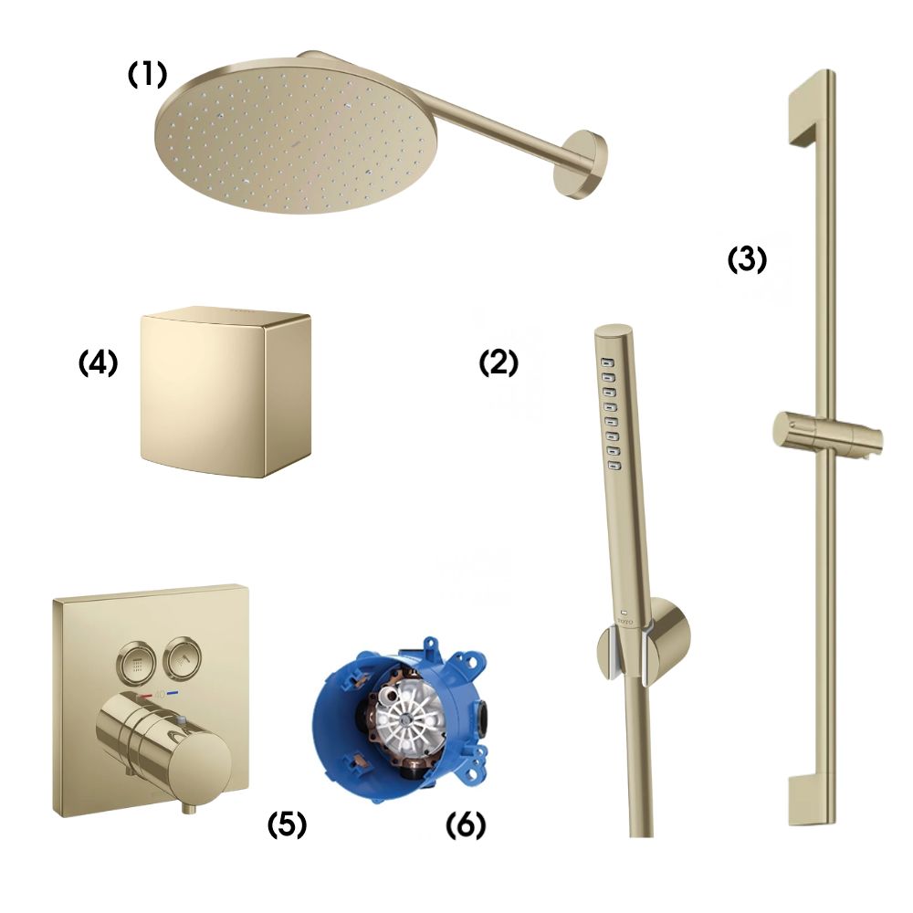 Set sen tắm âm tường 2 đường nước nhiệt độ TOTO TBW07003A TBW02017A