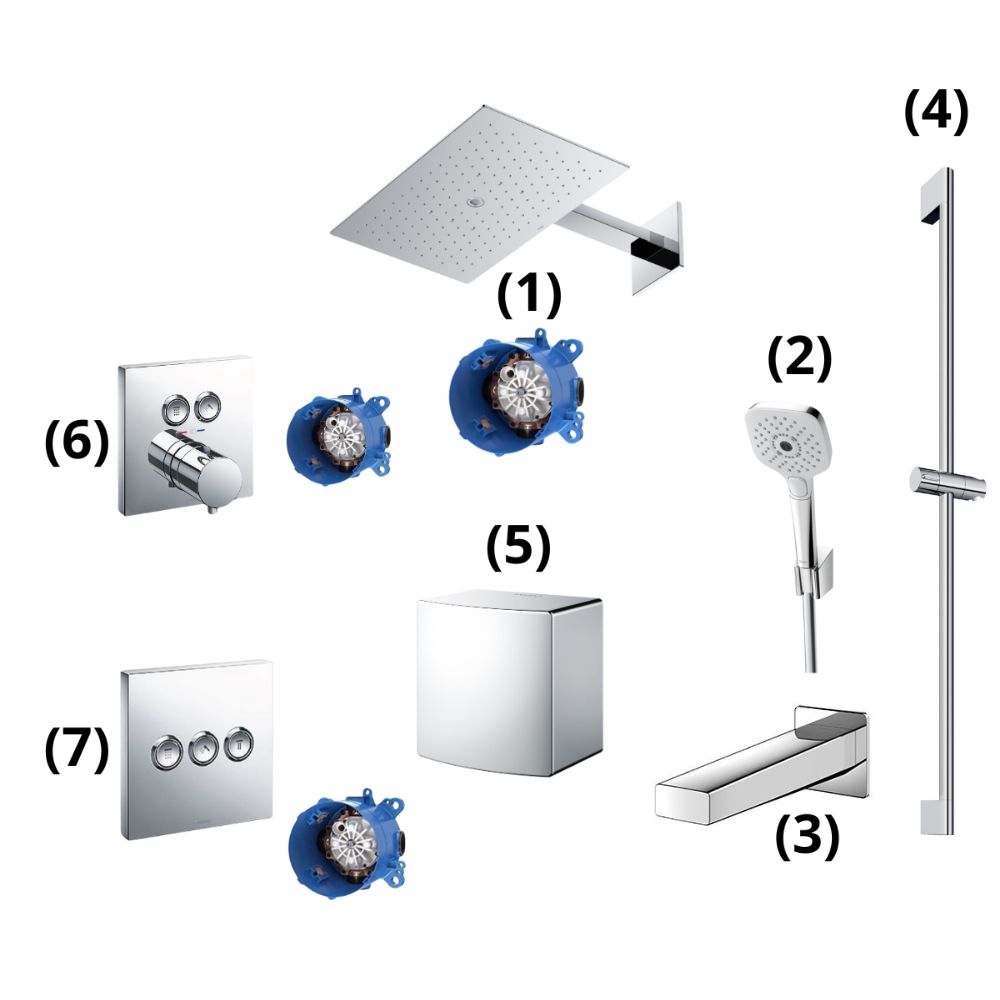 Set sen tắm âm tường 3 đường nước nhiệt độ Z Series TOTO TBW08004A